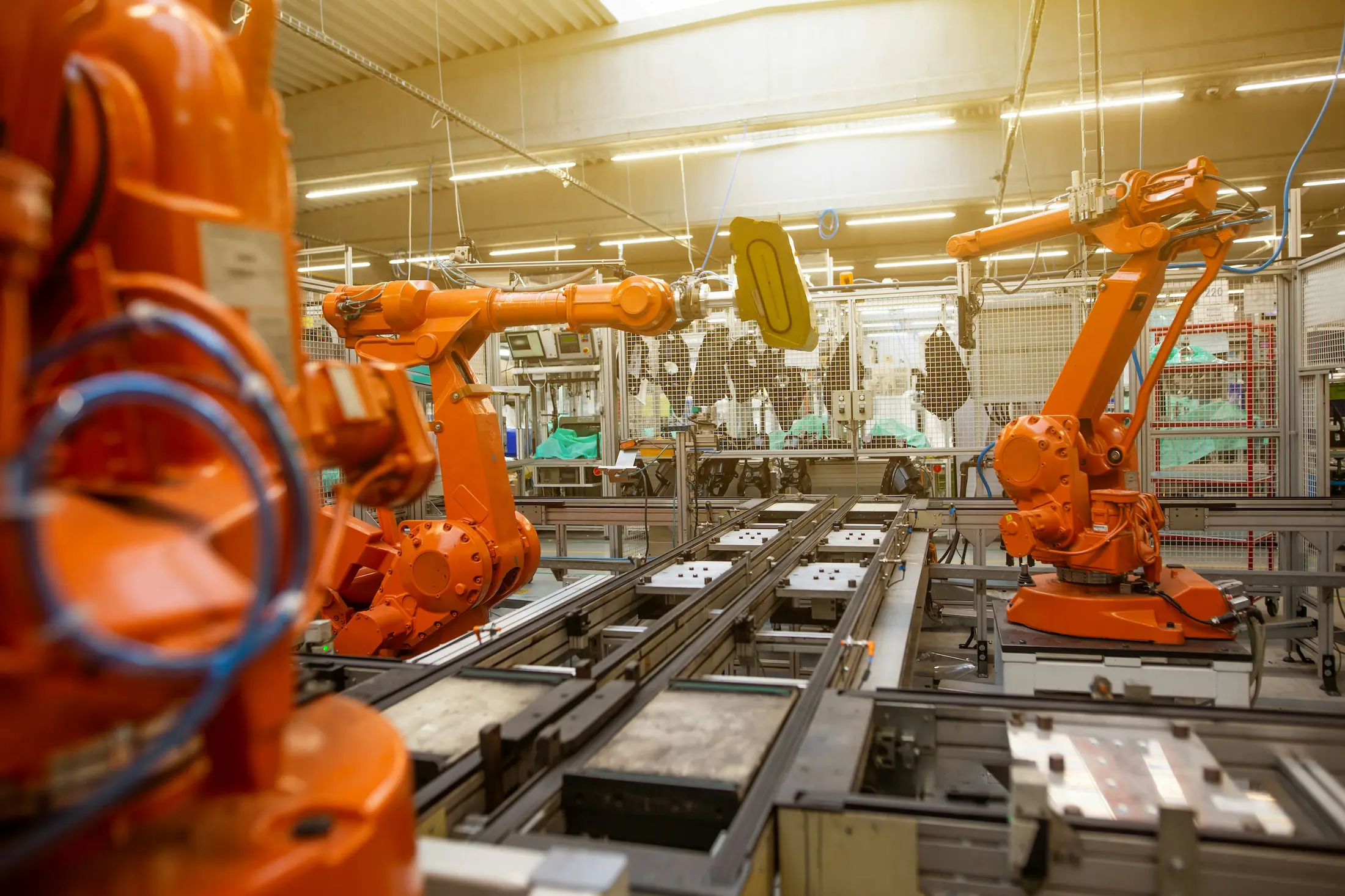 Industrial manufacturing facility floor with machinery