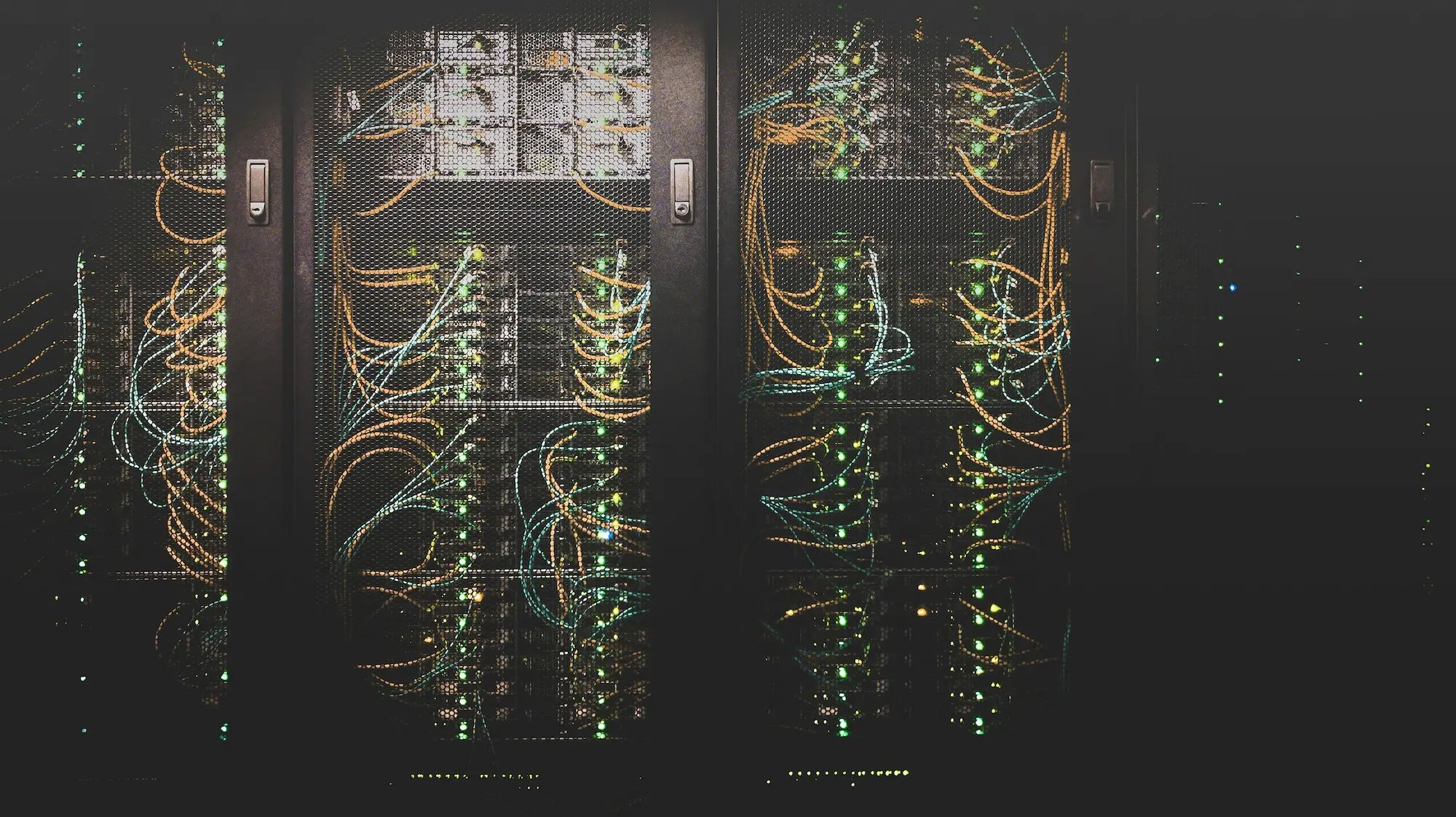 Server room cable network representing enterprise data infrastructure